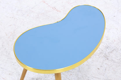Vintage Nierentisch | Mid Century Blumentisch | Beistelltische Blau 60er Jahre