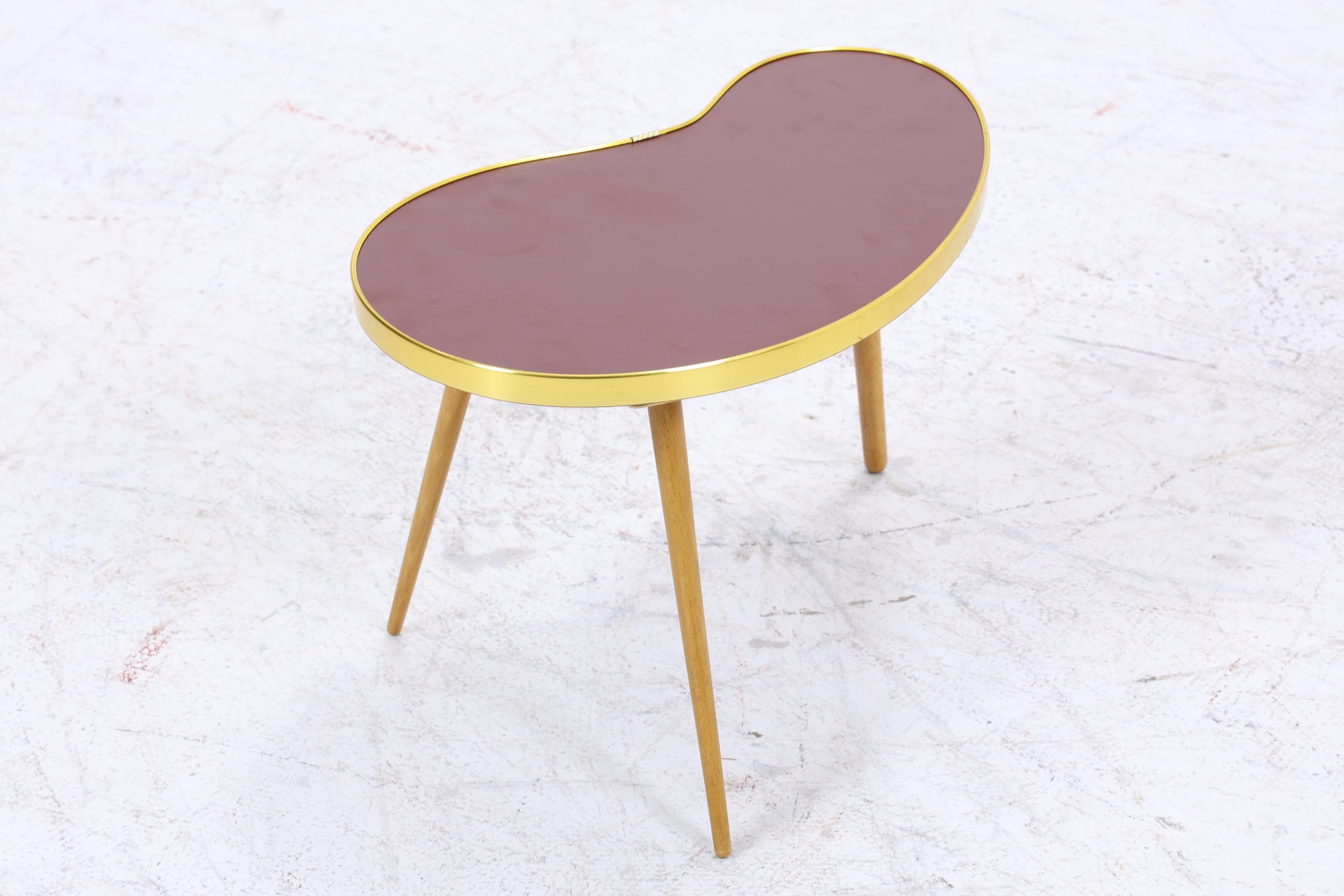 Vintage Nierentisch | Mid Century Blumentisch | Beistelltische Braun 60er Jahre