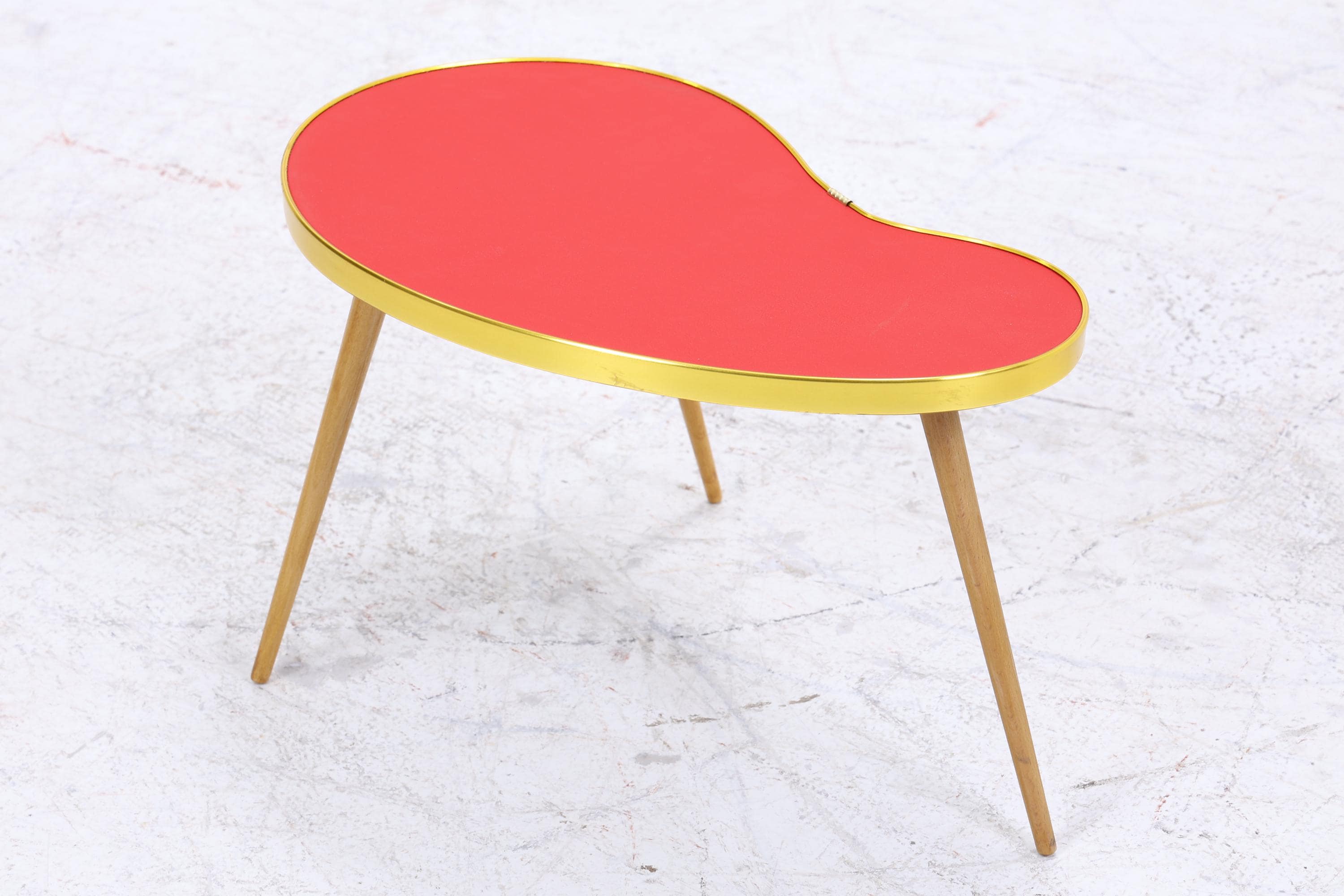 Vintage Nierentisch | Mid Century Blumentisch | Beistelltische Rot 60er Jahre