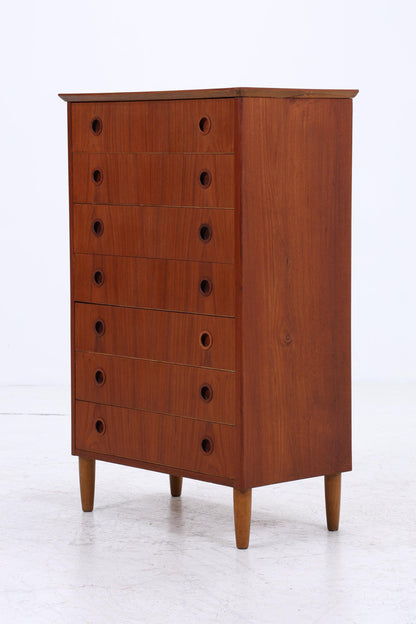 Vintage Teak Schubladen Kommode | Mid Century Danish Design Schrank Tallboy Holz Aufbewahrung 60er 70er