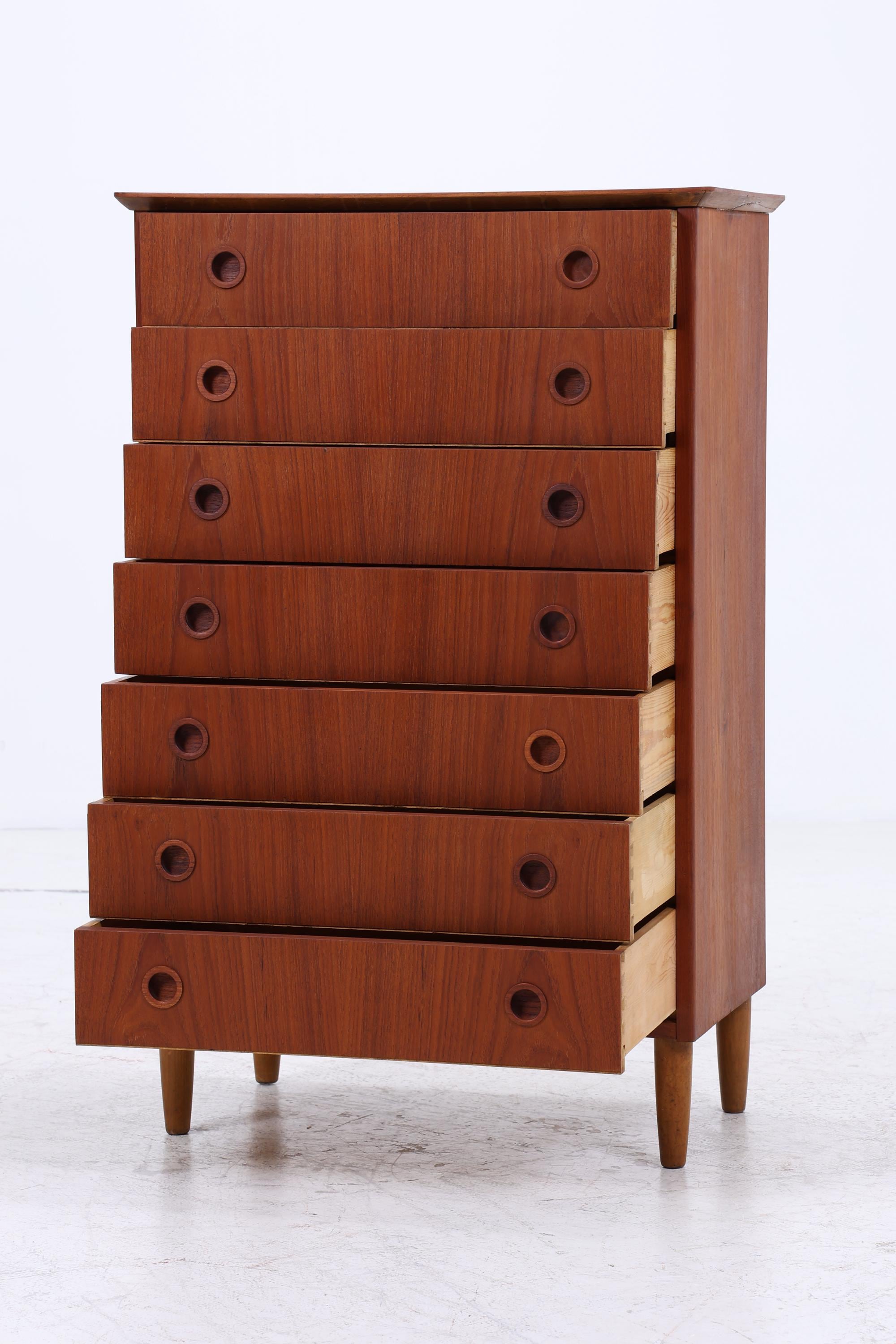 Vintage Teak Schubladen Kommode | Mid Century Danish Design Schrank Tallboy Holz Aufbewahrung 60er 70er