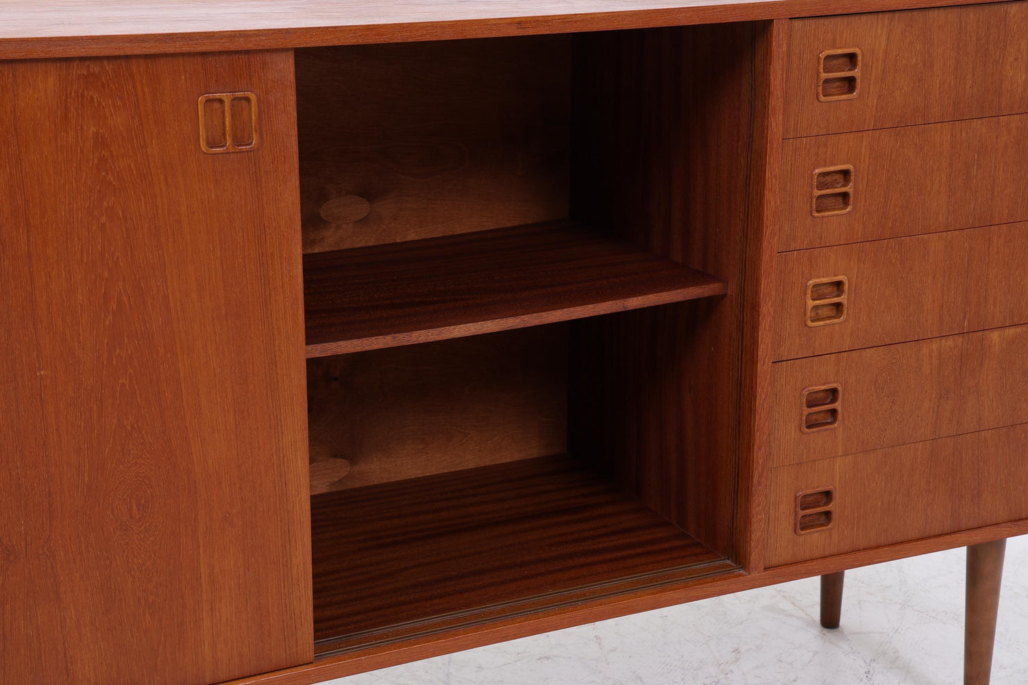Vintage Teak Sideboard 60er Jahre | Danish Design Mid Century Anrichte mit Schubladen &amp; Fächern Retro Holz Aufbewahrung