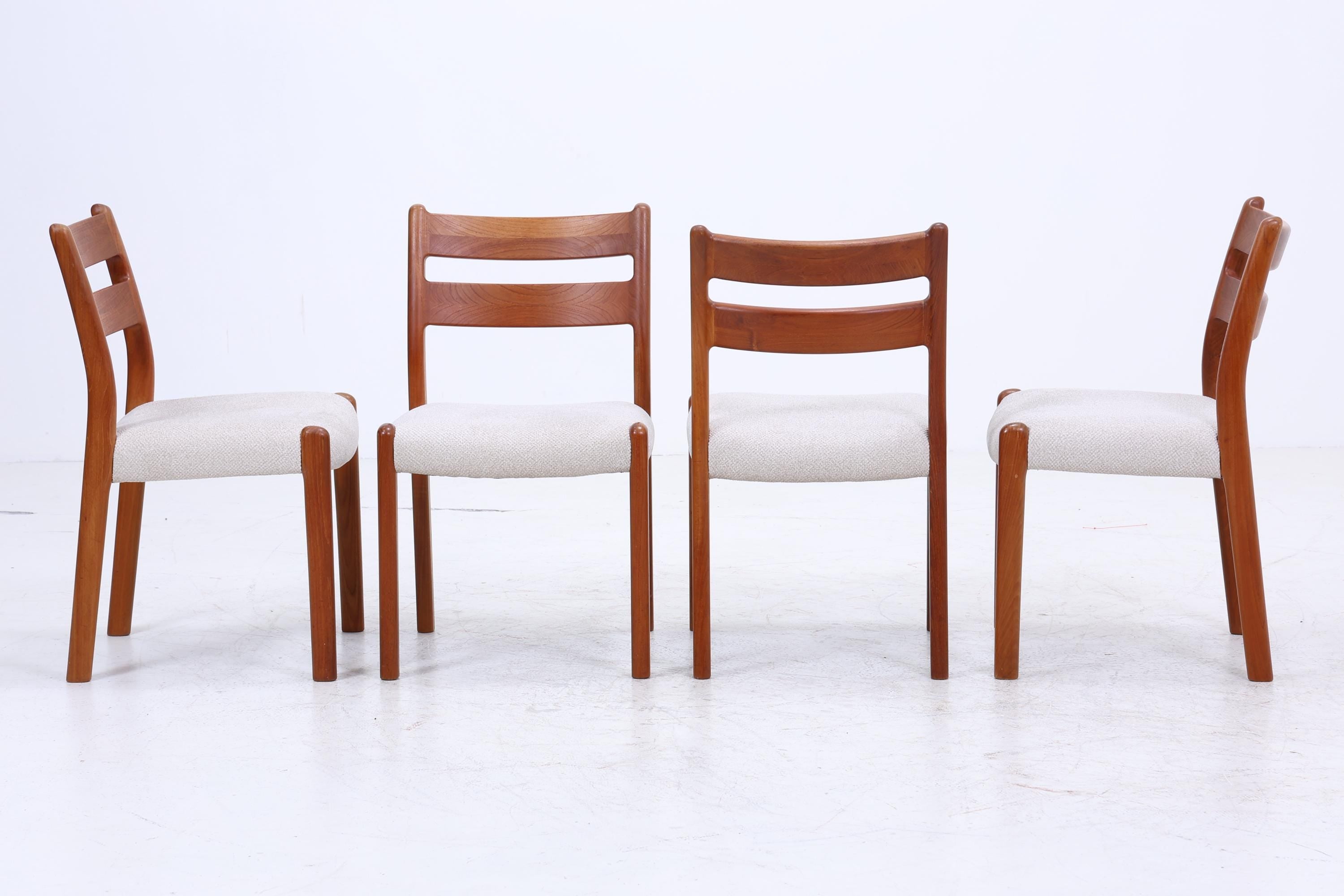 4er Set Teak Stühle von EMC Møbler | Mid Century Danish Design Stoff Stuhl | Vintage Designer