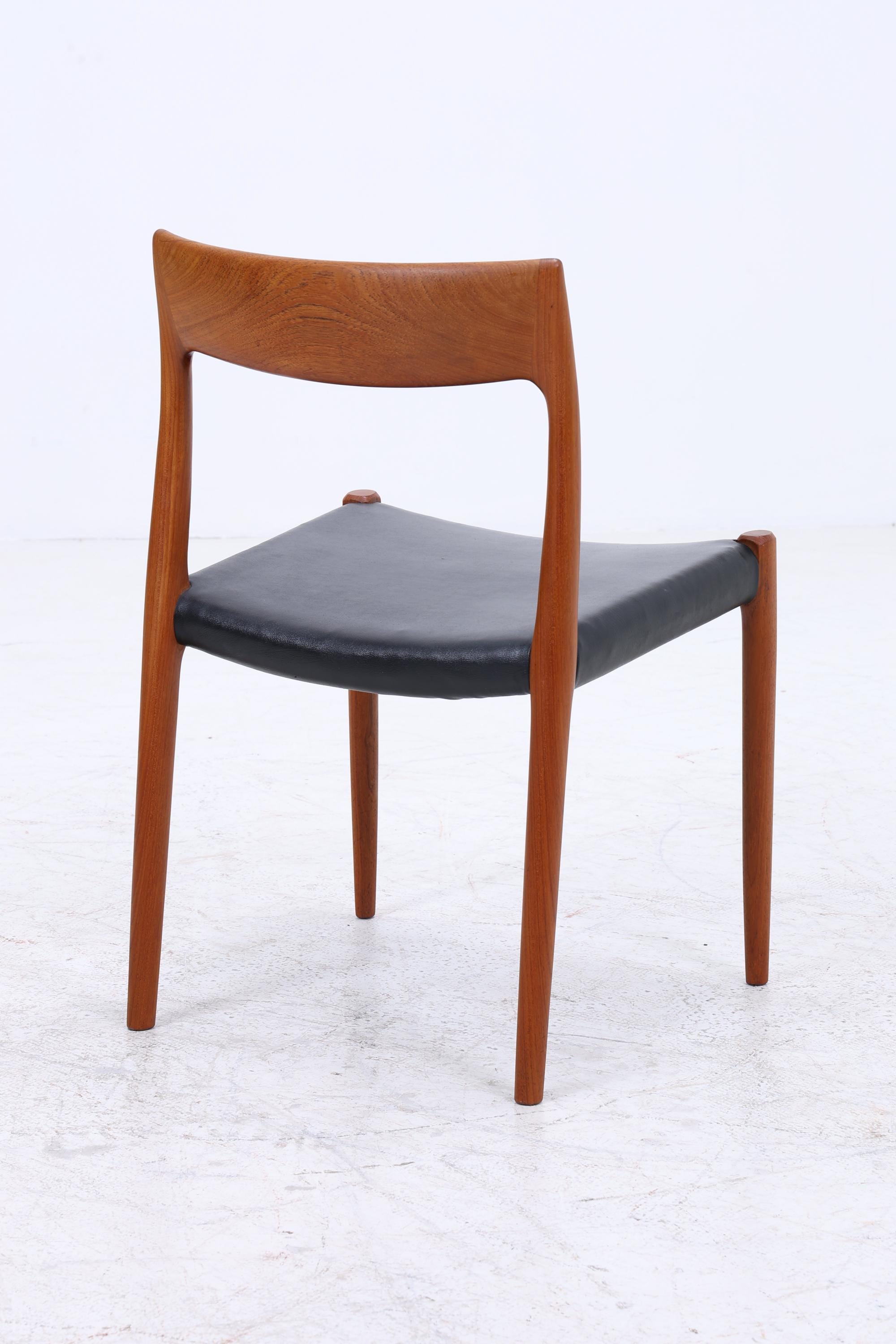 4er Set Teak Stühle von Niels Otto Møller für JL Møllers | Mid Century Danish Design Leder Stuhl | Vintage Designer