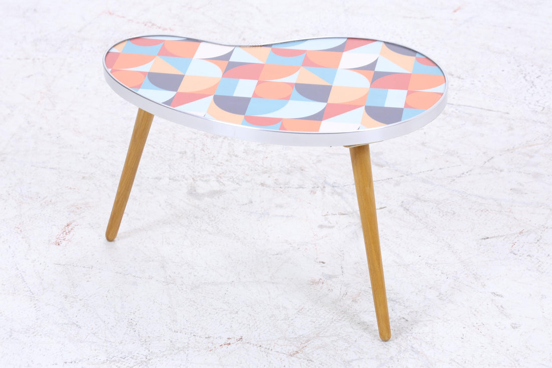 Vintage Nierentisch mit Muster | Mid Century Blumentisch | Beistelltische 60er Jahre