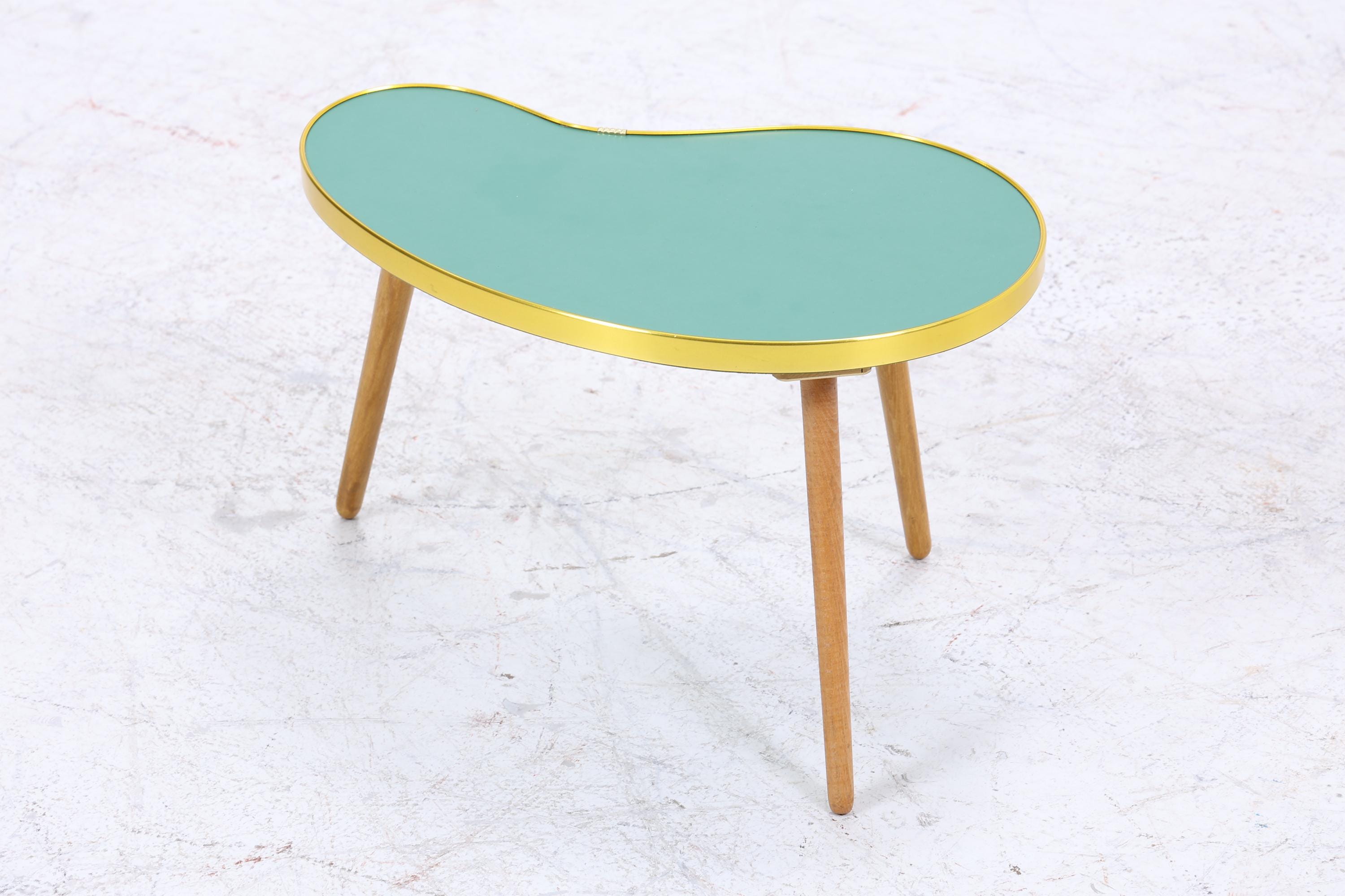 Vintage Nierentisch | Mid Century Blumentisch | Beistelltische Grün 60er Jahre