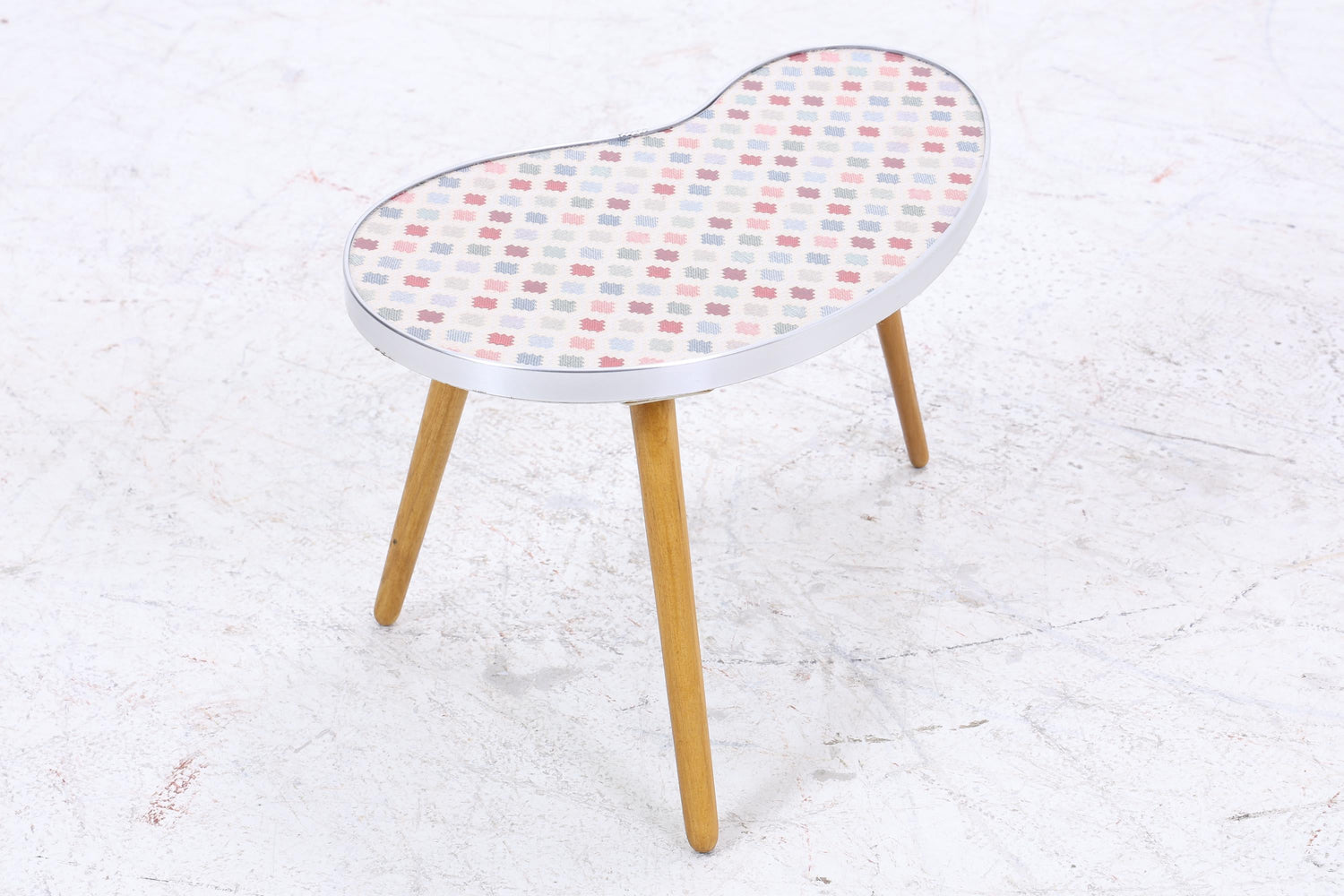 Vintage Nierentisch mit Muster | Mid Century Blumentisch | Beistelltische 60er Jahre