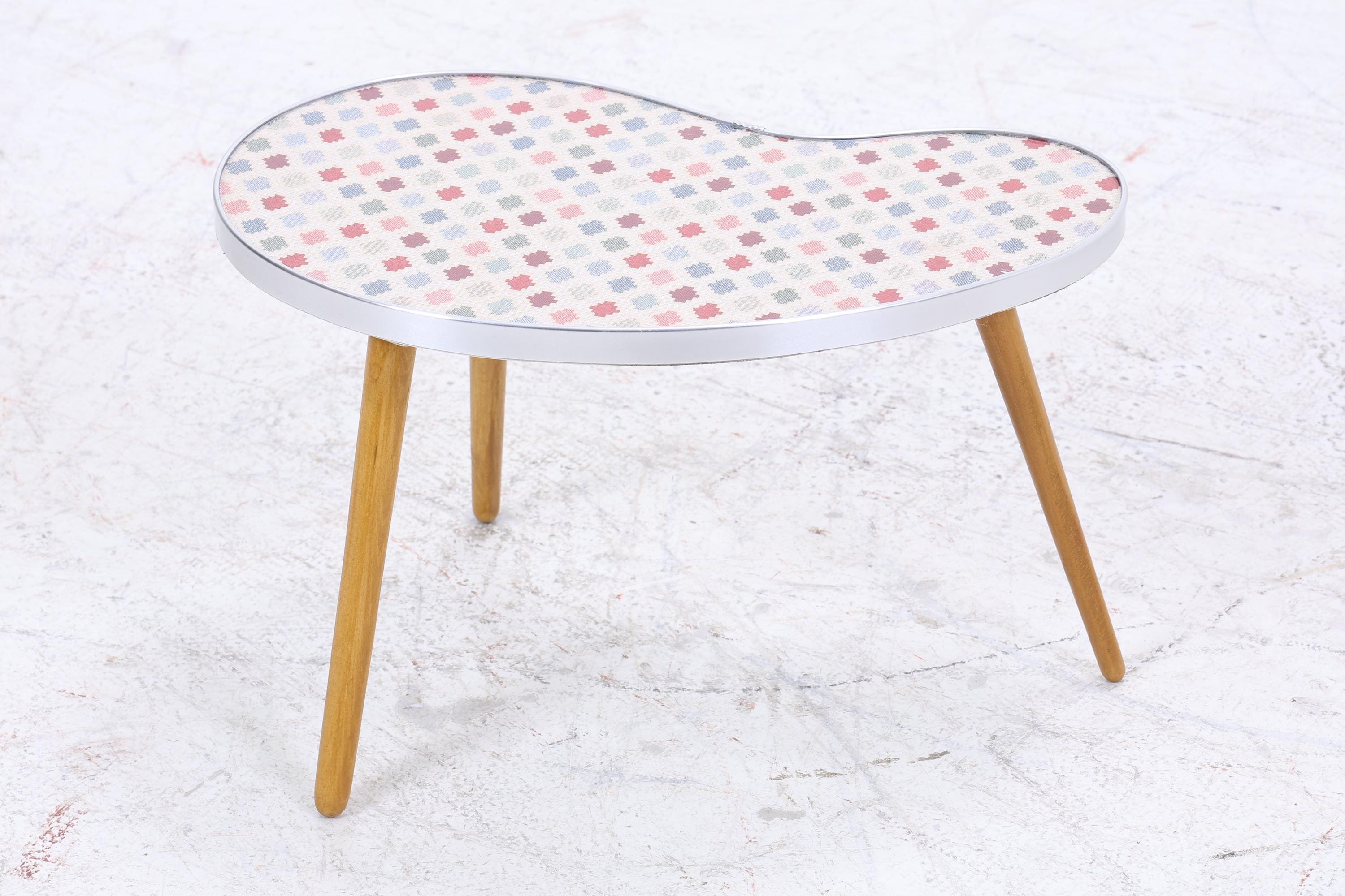 Vintage Nierentisch mit Muster | Mid Century Blumentisch | Beistelltische 60er Jahre