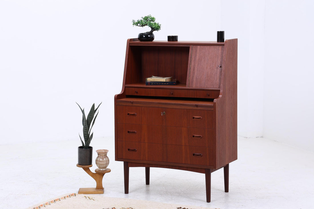 Wunderschöner Teak Vintage Sekretär 60er Jahre | Mid Century Frisiertisch Schrank Arbeitstisch Retro Holz Aufbewahrung