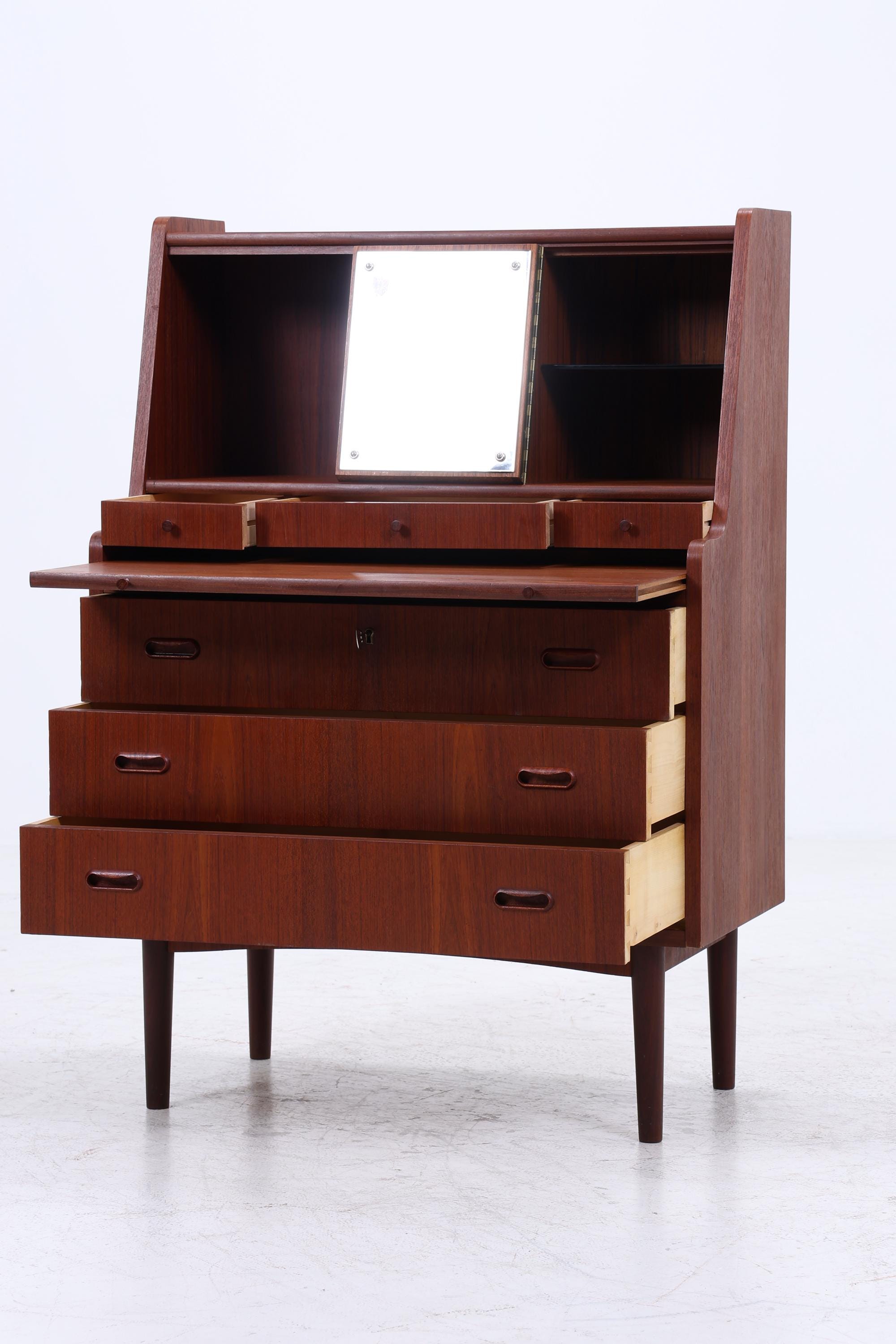 Wunderschöner Teak Vintage Sekretär 60er Jahre | Mid Century Frisiertisch Schrank Arbeitstisch Retro Holz Aufbewahrung