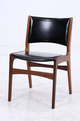 4er Set Teak Stühle von Erik Buch "Modell 89" | Mid Century Danish Design Leder Optik Stuhl | Vintage Designer