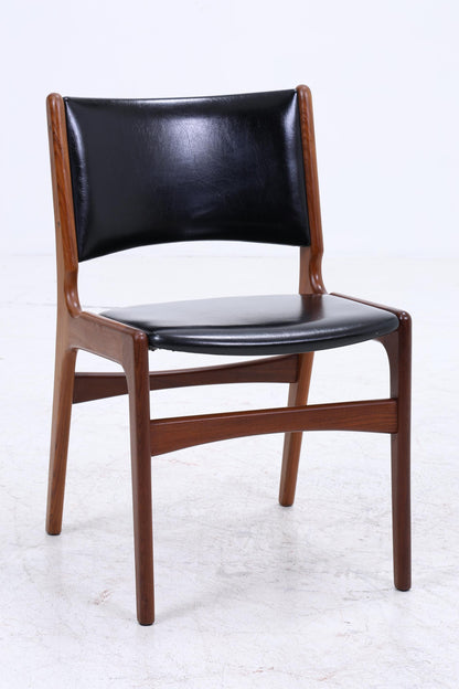 4er Set Teak Stühle von Erik Buch &quot;Modell 89&quot; | Mid Century Danish Design Leder Optik Stuhl | Vintage Designer