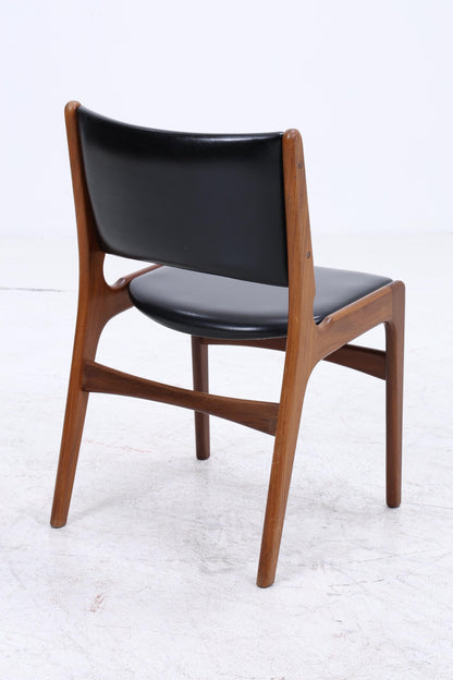 4er Set Teak Stühle von Erik Buch &quot;Modell 89&quot; | Mid Century Danish Design Leder Optik Stuhl | Vintage Designer