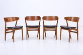 4er Set Teak Stühle von Helge Sibast "Modell 7" | Mid Century Danish Design Leder Stuhl | Vintage Designer