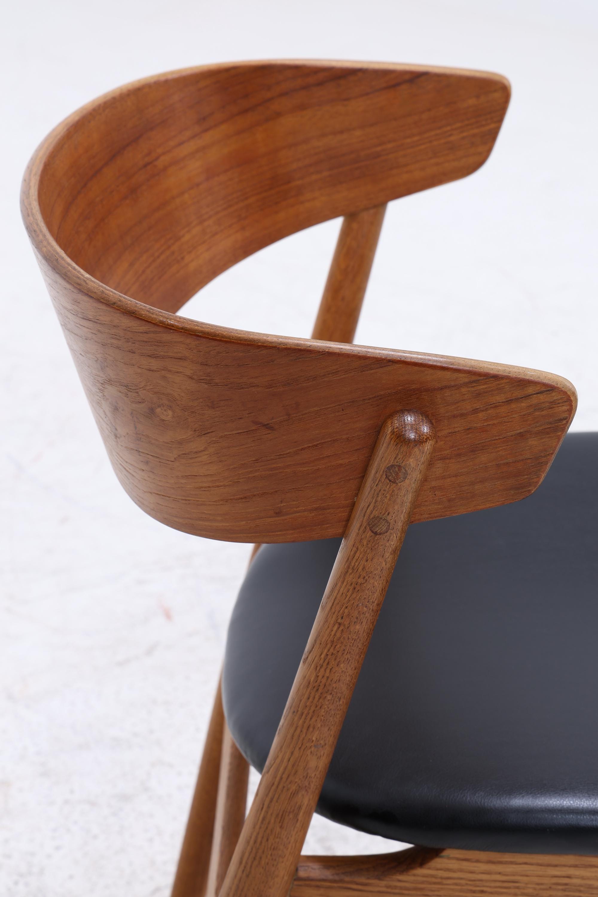 4er Set Teak Stühle von Helge Sibast "Modell 7" | Mid Century Danish Design Leder Stuhl | Vintage Designer