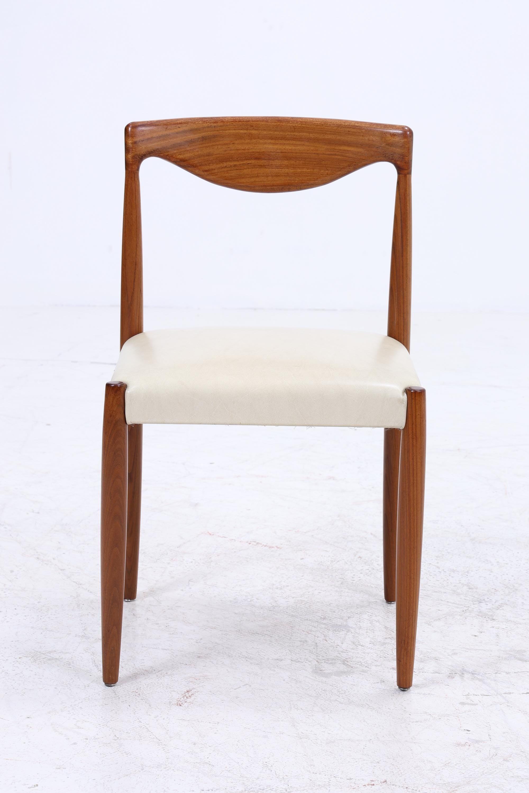 4er Set Teak Stühle Bambi Serie von Rolf Rastad &amp; Adolf Relling für Gustav Bahus | Mid Century Danish Design Leder Stuhl | Vintage Designer