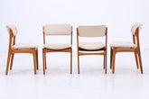 4er Set Teak Stühle von Erik Buch "Modell 49" für OD Møbler | Mid Century Danish Design Stoff Stuhl | Vintage Designer