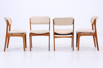4er Set Teak Stühle von Erik Buch "Modell 49" für OD Møbler | Mid Century Danish Design Stoff Stuhl | Vintage Designer