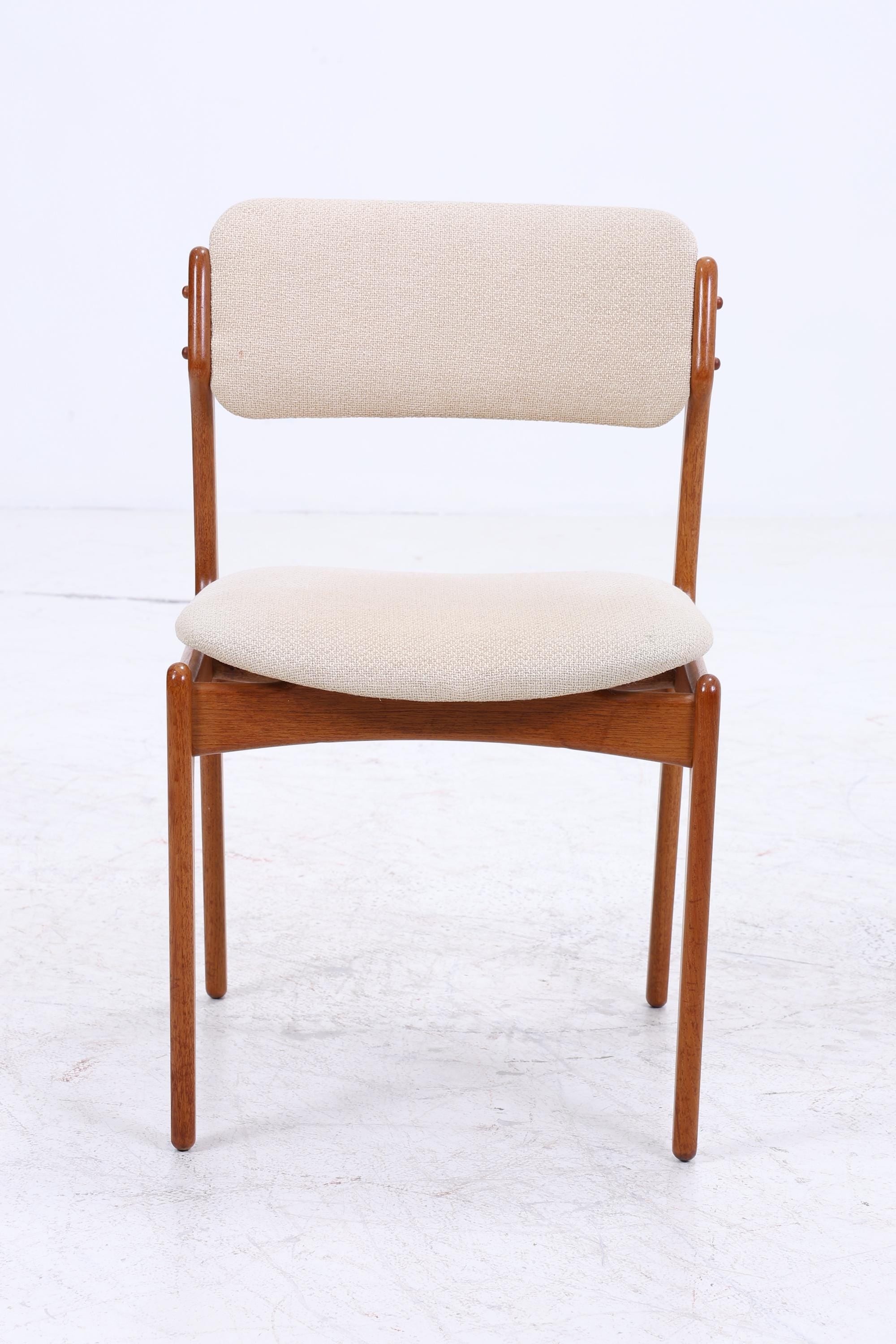 4er Set Teak Stühle von Erik Buch "Modell 49" für OD Møbler | Mid Century Danish Design Stoff Stuhl | Vintage Designer