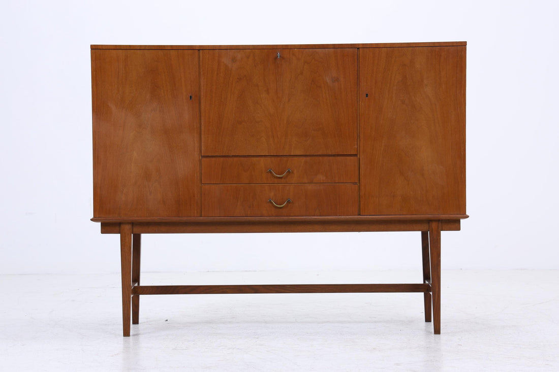 Vintage Highboard 60er Jahre | Mid Century Sideboard Schubladen Schrank Holz Aufbewahrung