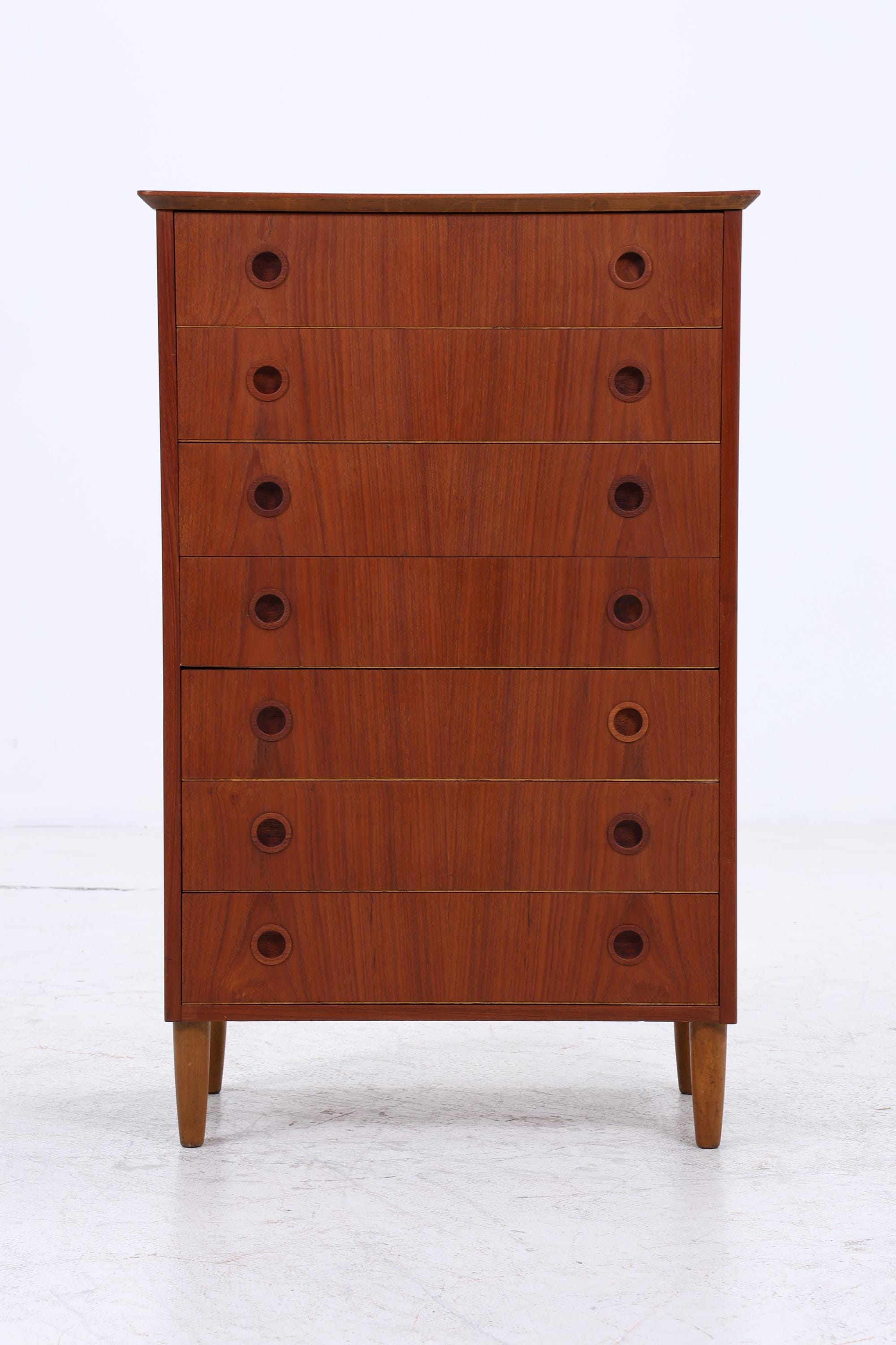 Vintage Teak Schubladen Kommode | Mid Century Danish Design Schrank Tallboy Holz Aufbewahrung 60er 70er