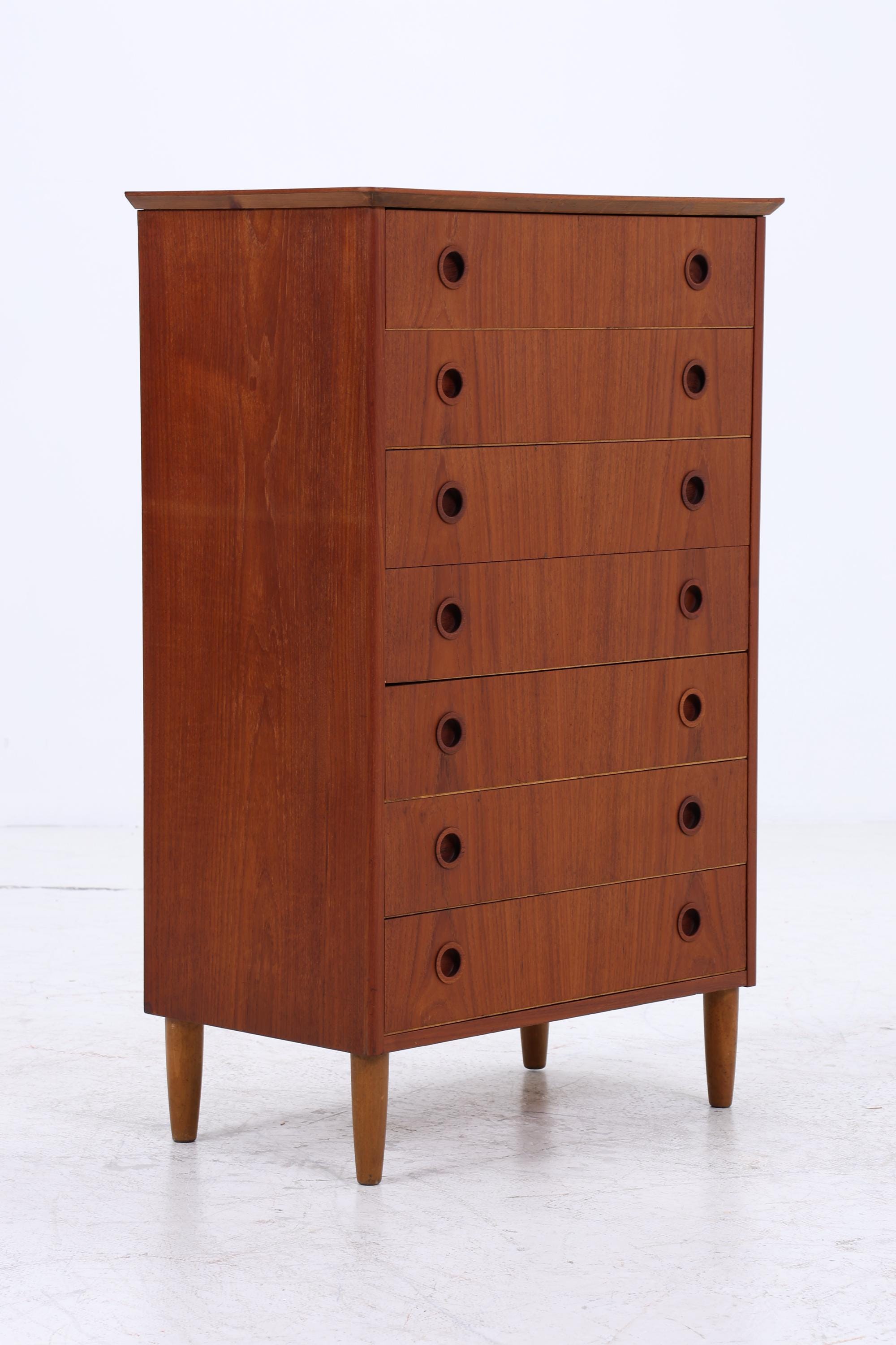 Vintage Teak Schubladen Kommode | Mid Century Danish Design Schrank Tallboy Holz Aufbewahrung 60er 70er