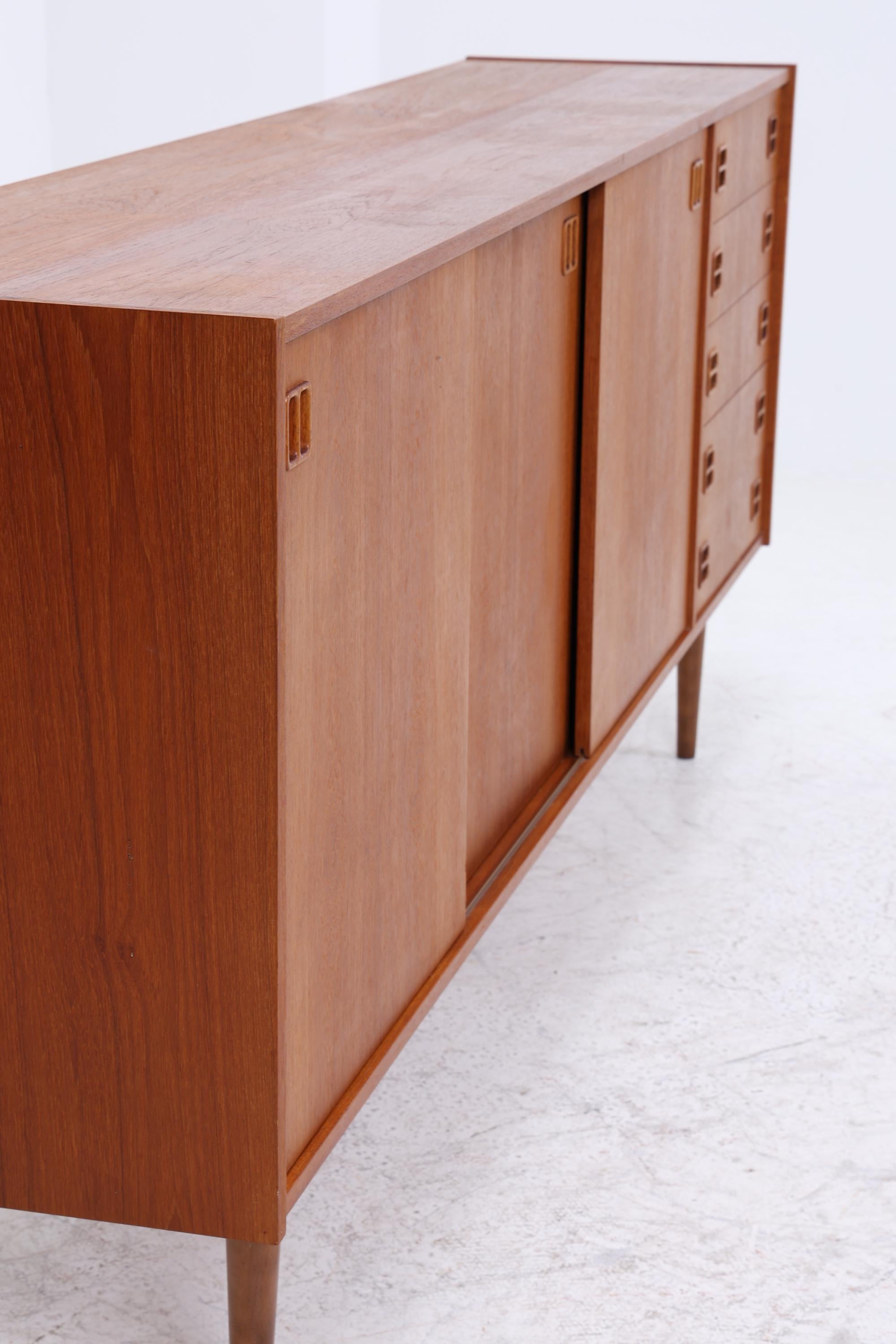 Vintage Teak Sideboard 60er Jahre | Danish Design Mid Century Anrichte mit Schubladen &amp; Fächern Retro Holz Aufbewahrung