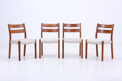 4er Set Teak Stühle von EMC Møbler | Mid Century Danish Design Stoff Stuhl | Vintage Designer