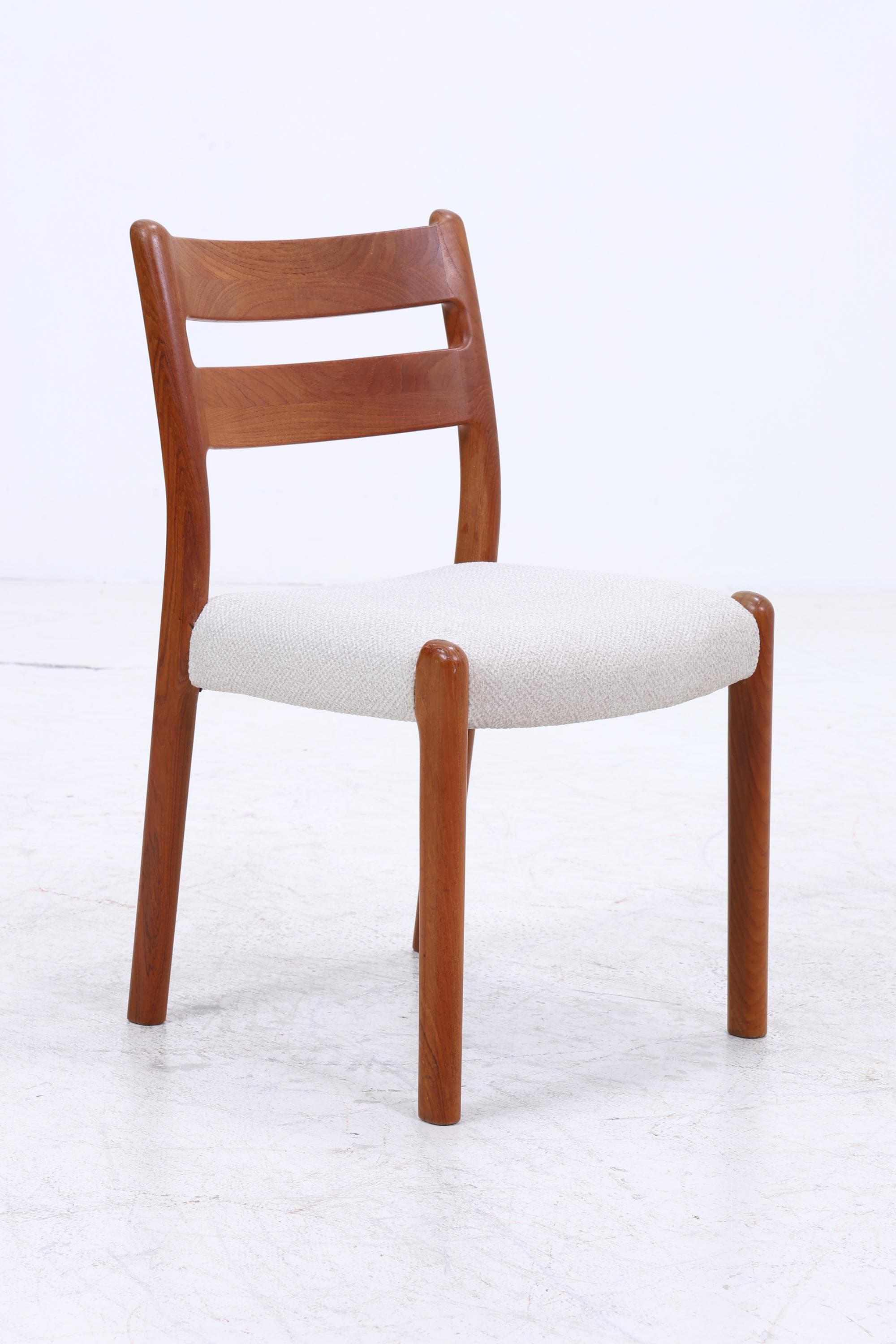 4er Set Teak Stühle von EMC Møbler | Mid Century Danish Design Stoff Stuhl | Vintage Designer