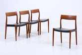 4er Set Teak Stühle von Niels Otto Møller für JL Møllers | Mid Century Danish Design Leder Stuhl | Vintage Designer