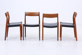 4er Set Teak Stühle von Niels Otto Møller für JL Møllers | Mid Century Danish Design Leder Stuhl | Vintage Designer