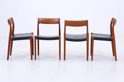4er Set Teak Stühle von Niels Otto Møller für JL Møllers | Mid Century Danish Design Leder Stuhl | Vintage Designer