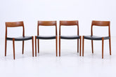 4er Set Teak Stühle von Niels Otto Møller für JL Møllers | Mid Century Danish Design Leder Stuhl | Vintage Designer