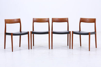 4er Set Teak Stühle von Niels Otto Møller für JL Møllers | Mid Century Danish Design Leder Stuhl | Vintage Designer