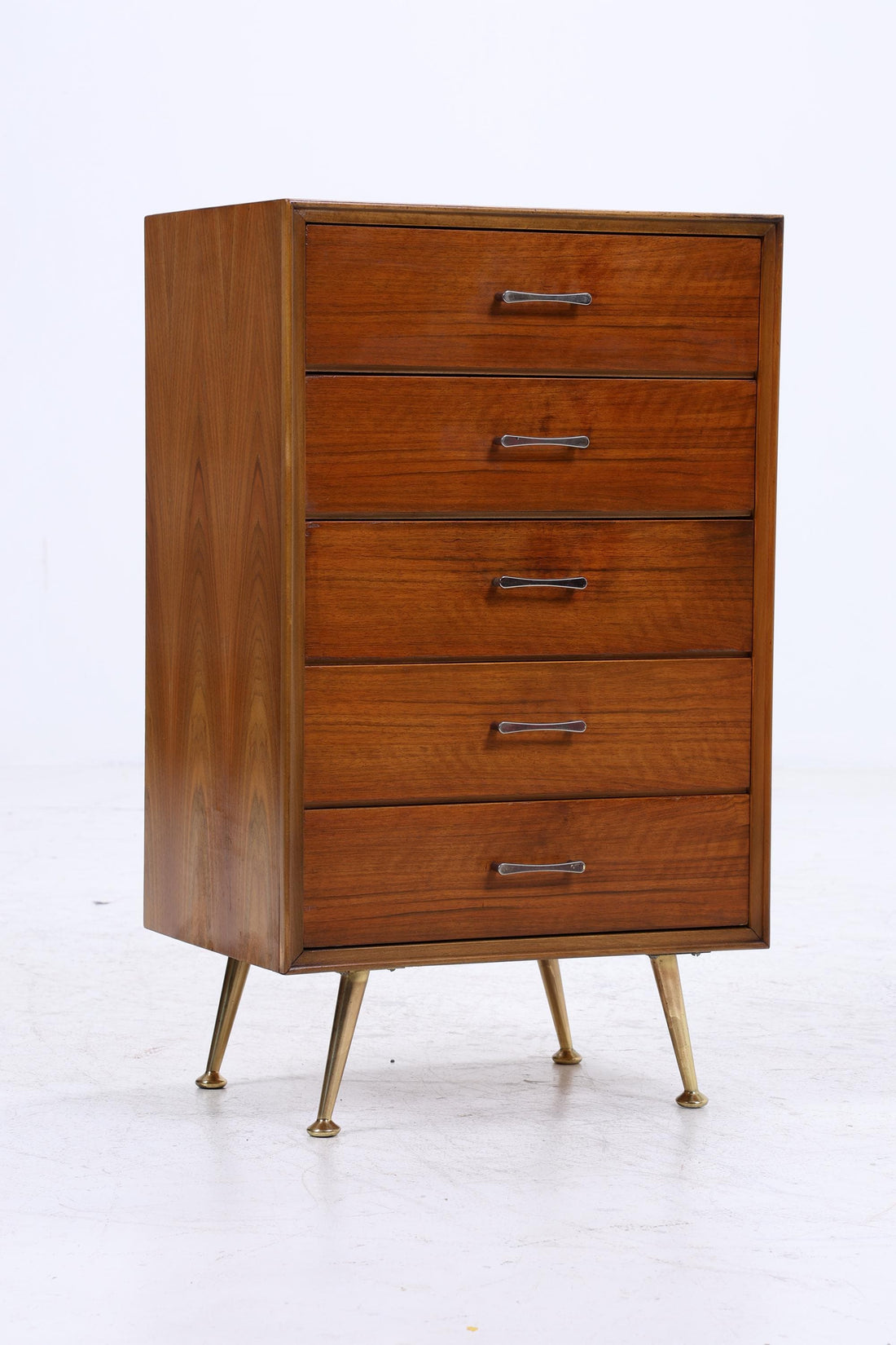 Vintage Schubladen Kommode | Mid Century Schubladen Schmale Aufbewahrung Holz Gold Füße