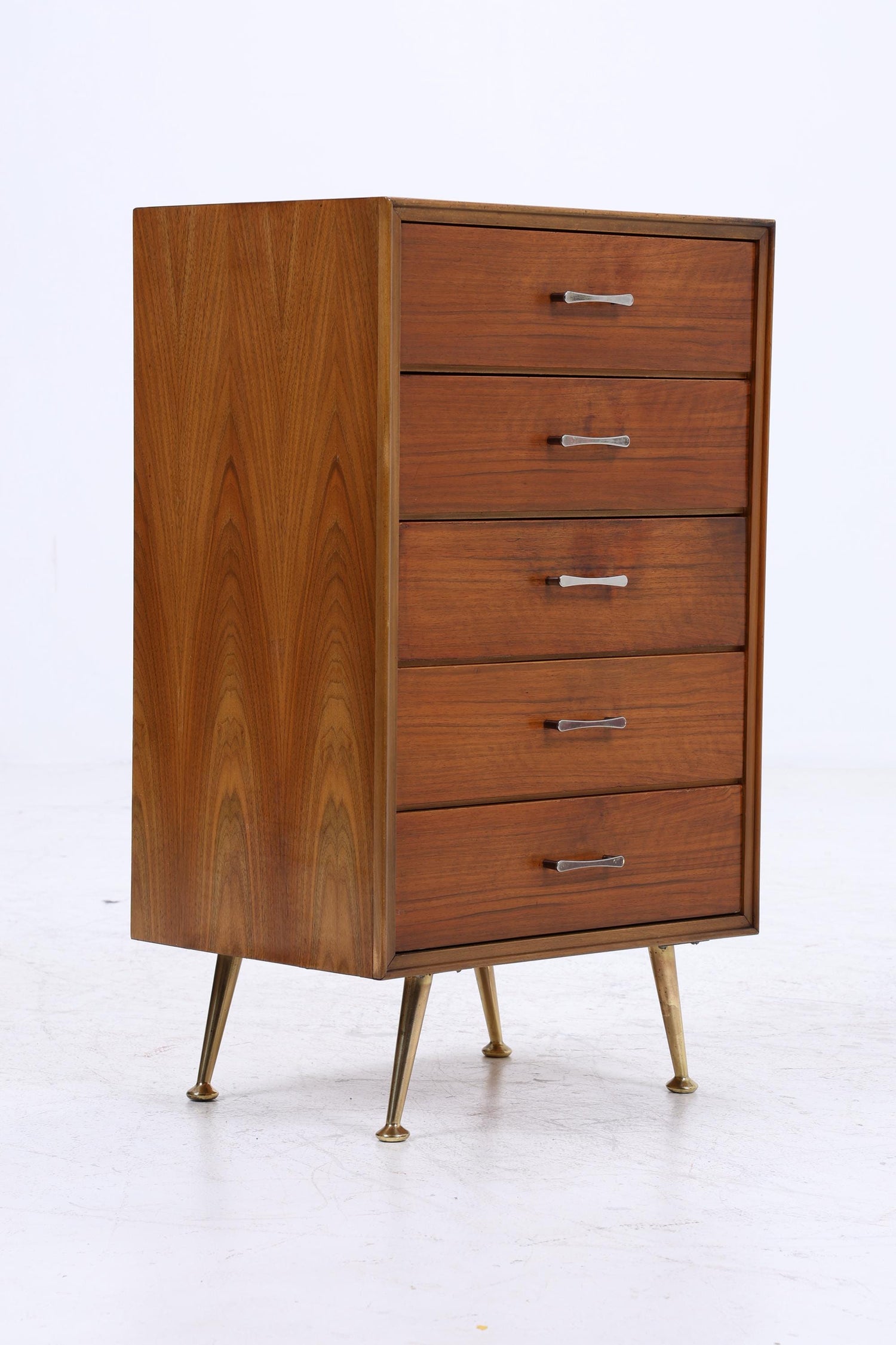 Vintage Schubladen Kommode | Mid Century Schubladen Schmale Aufbewahrung Holz Gold Füße