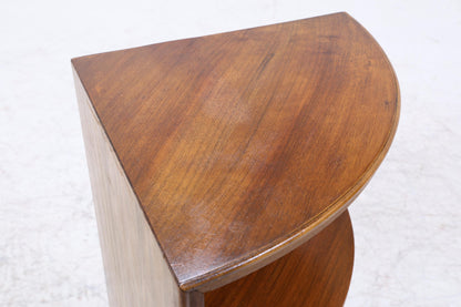 Mid Century Eckregal aus Holz mit Messingfüßen | Vintage Regal 60er Jahre