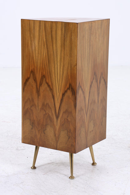 Mid Century Eckregal aus Holz mit Messingfüßen | Vintage Regal 60er Jahre