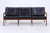 Mid Century Ledersofa von Illum Wikkelsø für Niels Eilersen / Musterring | Teak Sofa 60er Jahre