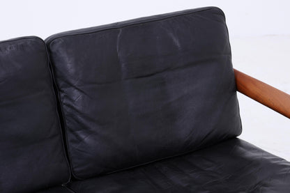 Mid Century Ledersofa von Illum Wikkelsø für Niels Eilersen / Musterring | Teak Sofa 60er Jahre