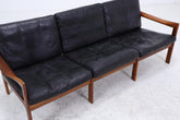 Mid Century Ledersofa von Illum Wikkelsø für Niels Eilersen / Musterring | Teak Sofa 60er Jahre