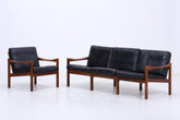 Mid Century Ledersofa von Illum Wikkelsø für Niels Eilersen / Musterring | Teak Sofa 60er Jahre