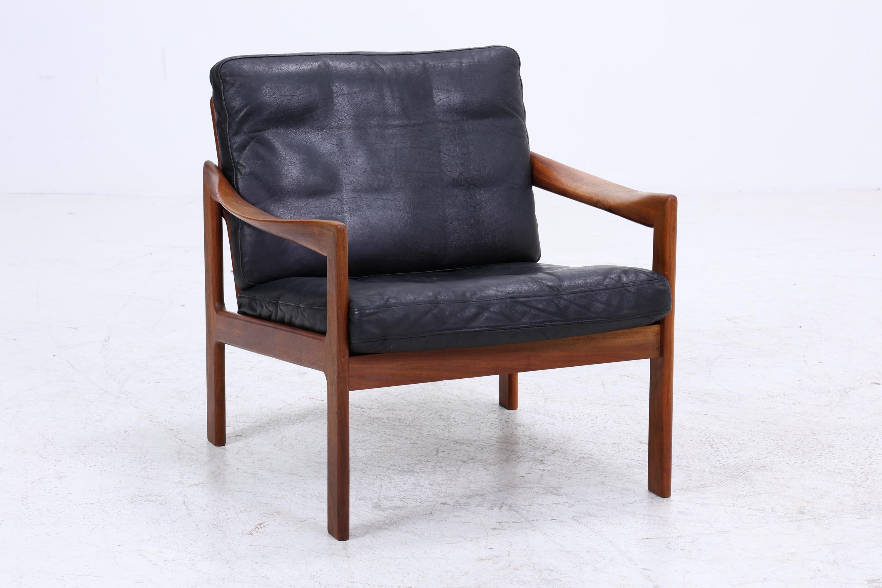 Mid Century Ledersessel von Illum Wikkelsø für Niels Eilersen / Musterring | Teak Sessel 60er Jahre