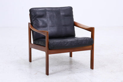 Mid Century Ledersessel von Illum Wikkelsø für Niels Eilersen / Musterring | Teak Sessel 60er Jahre