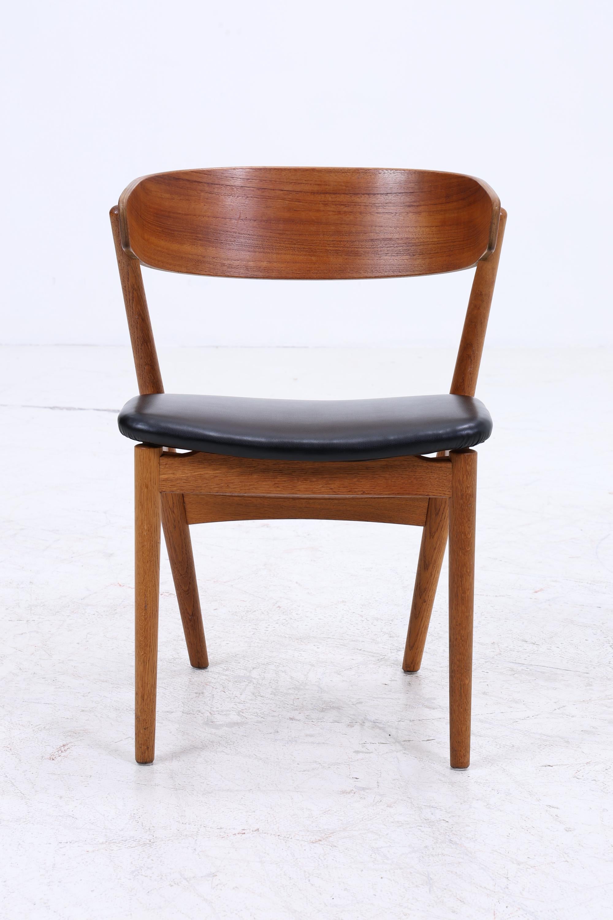 4er Set Teak Stühle von Helge Sibast "Modell 7" | Mid Century Danish Design Leder Stuhl | Vintage Designer