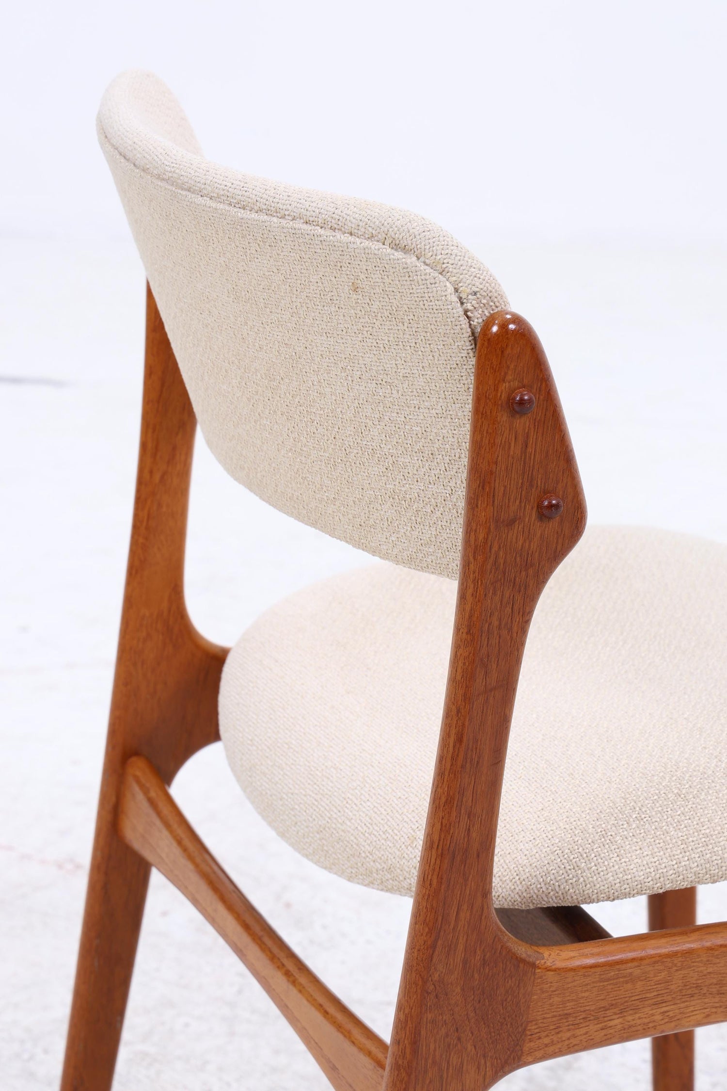 4er Set Teak Stühle von Erik Buch "Modell 49" für OD Møbler | Mid Century Danish Design Stoff Stuhl | Vintage Designer