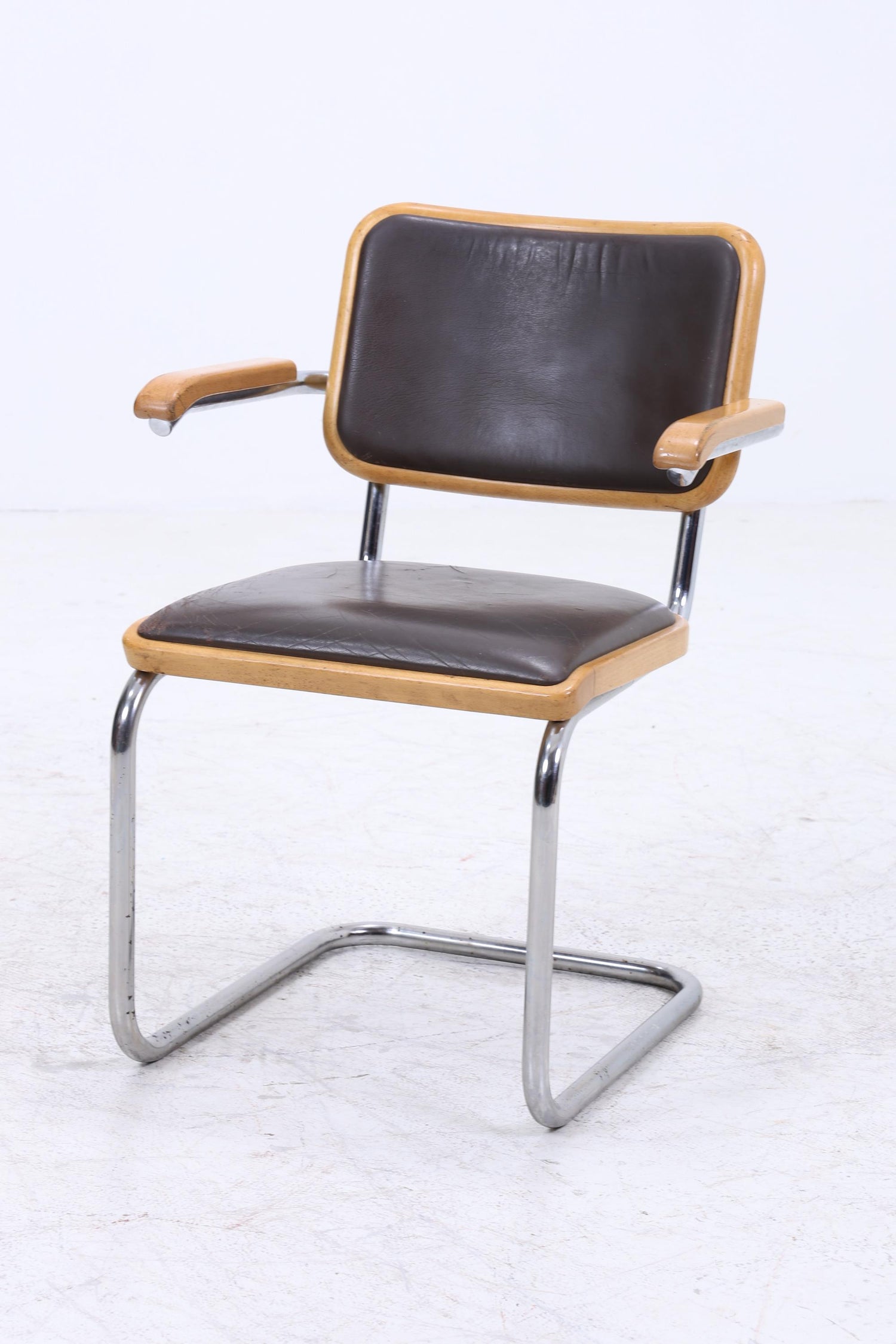 S64 Freischwinger von Marcel Breuer für Thonet | Bauhaus Stuhl Leder Schreibtischstuhl