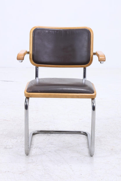 S64 Freischwinger von Marcel Breuer für Thonet | Bauhaus Stuhl Leder Schreibtischstuhl