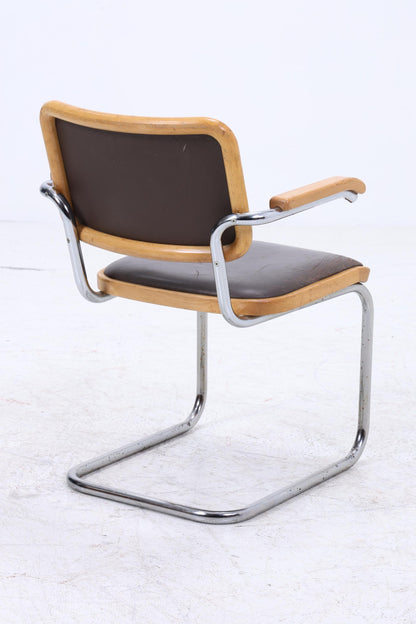 S64 Freischwinger von Marcel Breuer für Thonet | Bauhaus Stuhl Leder Schreibtischstuhl
