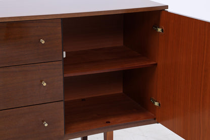 Vintage Hochglanz Sideboard 60er Jahre | Mid Century Anrichte mit Schubladen &amp; Fächern Aufbewahrung